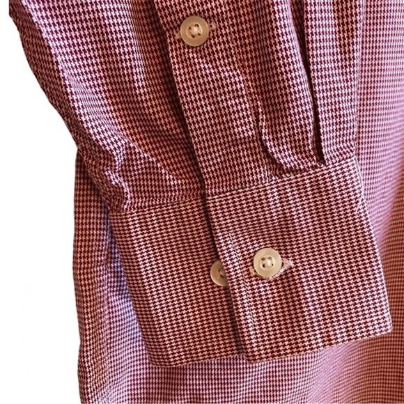 Michael Michael Kors houndstooth button down shirt men's sz 15.5 red long sleeve - Picture 4 of 7